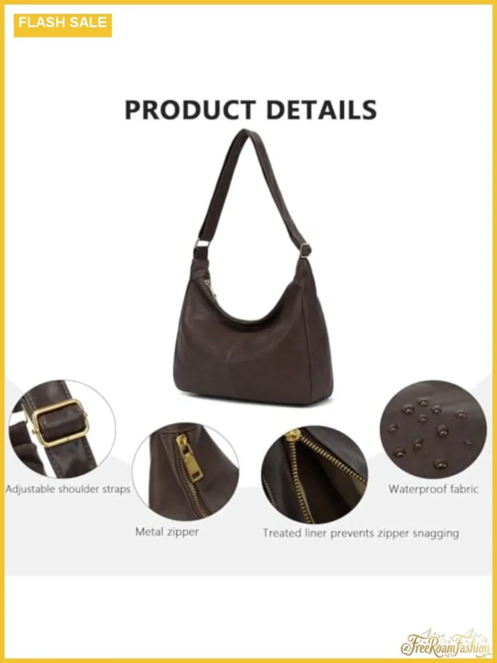 Vegan Leather Hobo Bag for Women, Slouchy Shoulder Tote, Adjustable Crossbody